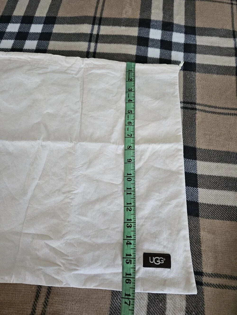 UGG White Dust Bag with Brown Logo Patch